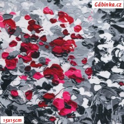 Kočíkovina Premium - Maľované kvetinky ružovosivé, šírka 155 cm, 10 cm, ATEST 1