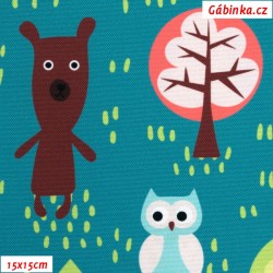Waterproof Fabric Premium - Animals in the Forest, width 155 cm, 10 cm, Certificate 1