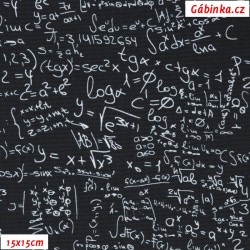 Kočárkovina Premium, Matematické zápisy na černé, 15x15 cm
