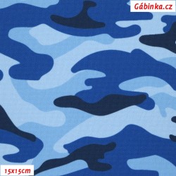 Waterproof Fabric Premium - Blue Camouflage, 15x15 cm
