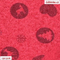 Svetrovina - Lesní zvířátka na růžovém melíru, 9007, šíře 155 cm, 10 cm