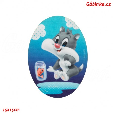 Iron-On Knee Patch Baby Looney Tunes 1 - With a Fish, 15x15 cm