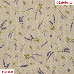 Poly-Cotton Canvas - Small Lavenders, width 140 cm, 10 cm