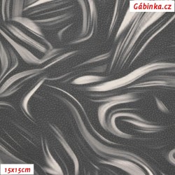 Koženka SOFT 210 - Abstraktná maľba tmavo sivobiela, šírka 135 cm, 10 cm