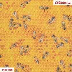 Leatherette DSOFT 213 - Diligent Bees, width 135 cm, 10 cm
