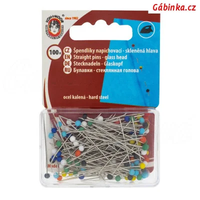 Špendlíky KOH-I-NOOR - Barevná skleněná hlavička