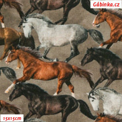 Plátno jemné - Koně v běhu, 15x15 cm