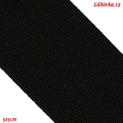 Popruh POP vazba rybí kost - Černý, šíře 40 mm, 5x5 cm