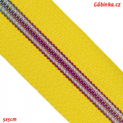 Metrážový zip spirálový DUHOVÝ - Žlutý, šíře 5 mm, 1 m