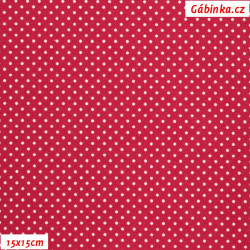 Plátno ČR A - Puntíky MINI na malinovo-červené, šíře 150 cm, 10 cm, ATEST 1