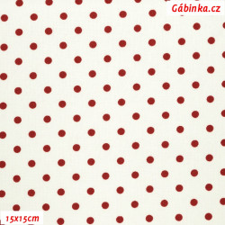Plátno ČR A - Puntíky 4 mm červené na přírodní bílé, šíře 150 cm, 10 cm, ATEST 1