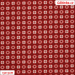 Plátno ČR A - Květiny v kaleidoskopu na tmavě červené, šíře 150 cm, 10 cm, ATEST 1