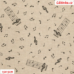 Poly-Cotton Canvas - Tiny Black Music Notes, width 135 cm, 10 cm