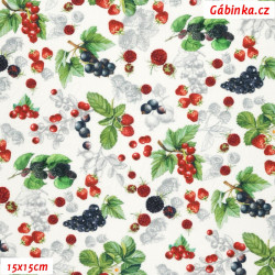 Plátno jemné - Lesní plody na bílé, digitální tisk, foto 15x15 cm