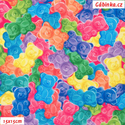 Waterproof Fabric Premium - Gummy Bears, width 155 cm, 10 cm, Certificate 1
