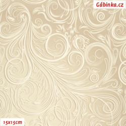 Leatherette DSOFT 230 - Ornaments on Cream, width 135 cm, 10 cm
