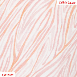 Bavlnený úplet elastický POPPY - Zebra bledo oranžovo ružová, digitálna tlač, šírka 140 cm, 10 cm, ATEST 1