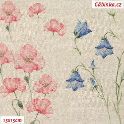 Kanvas - Lúčne kvety na režné, foto 15x15 cm