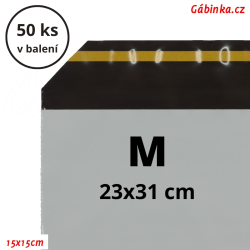 Plastová obálka černo-bílá s jednorázovou lepicí páskou - Velikost M, 50 ks