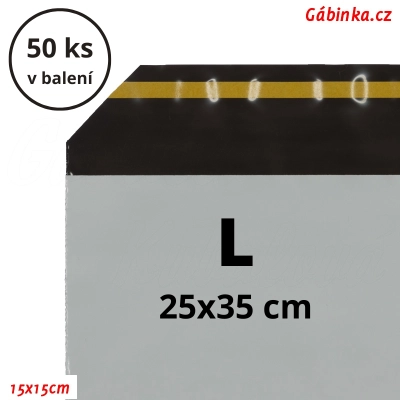 Plastová obálka černo-bílá s jednorázovou lepicí páskou - Velikost L, 50 ks