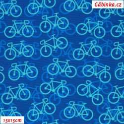 Waterproof Fabric Premium - Bicycles on Blue, width 155 cm, 10 cm, Certificate 1
