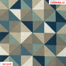 Poly-Cotton Canvas - Smaller Blue Triangles, photo 15x15 cm