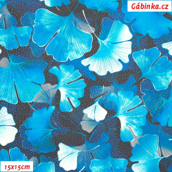 Koženka DSOFT 235 - Ginkgo listy modré, šíře 135 cm, 10 cm