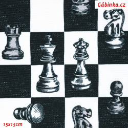 Kočárkovina Premium - Černobílé šachy, šíře 155 cm, 10 cm, ATEST 1