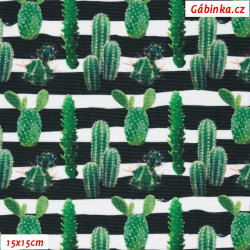 Kočíkovina Premium - Kaktusy na čiernobielych pruhoch, foto 15x15 cm