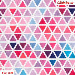 Kočárkovina Premium - Růžovofialové trojúhelníčky, šíře 155 cm, 10 cm, ATEST 1