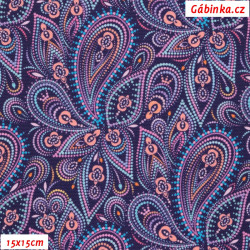 Waterproof Fabric Premium - Purple Polka Dot Ornaments, photo 15x15 cm