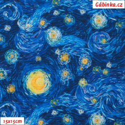 Waterproof Fabric Premium - Painted Starry Sky, width 155 cm, 10 cm, Certificate 1