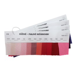 Vzorník jednobarevných kočárkovin - Růžové, fialové, 39 barev, 1 ks