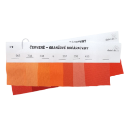 Vzorkovník jednofarebných kočíkovín - Červené, oranžové, 15 farieb, 1 ks