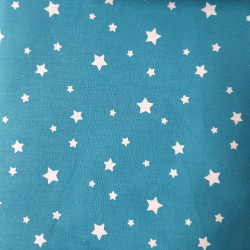 Plátno - Hvězdičky malé bílé na modré tyrkys