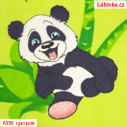 Plátno - Pandy na zelené, šíře 140 cm, 10 cm