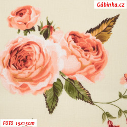 Plátno - Růže lososové na smetanové, foto 15x15 cm
