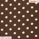 Plátno bavlna - Puntíky 9mm bílé na čokoládově hnědé, foto 15x15 cm