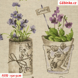 Poly-Cotton Canvas - Love Violets, photo 15x15 cm