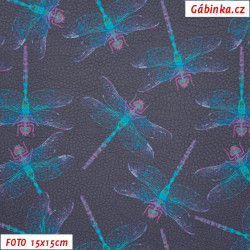 Koženka DSOFT 241 - Modrofialové vážky na černé, foto 15x15 cm
