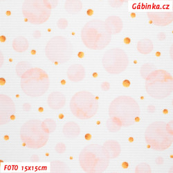 Kočárkovina Premium - Světle růžové a menší zlaté puntíky na bílé, foto 15x15 cm