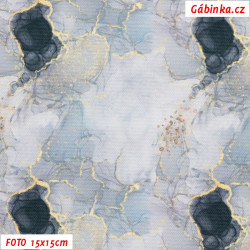 Waterproof Fabric Premium - Marble Grey-Golden, photo 15x15 cm