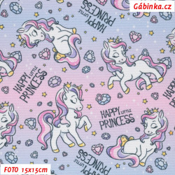 Waterproof Fabric Premium - Unicorns on Pink-Purple, width 155 cm, 10 cm, Certificate 1
