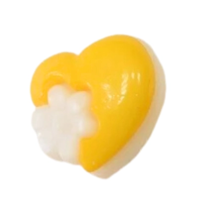 Dětský knoflík - Srdíčka s kytičkou žlutá