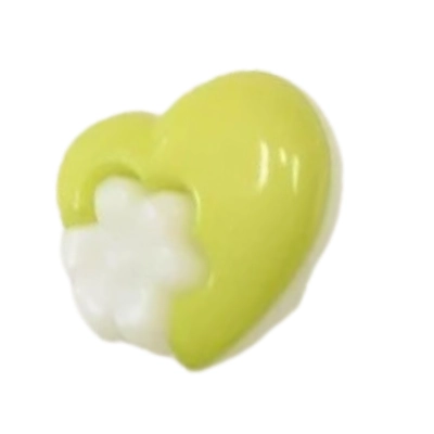 Dětský knoflík - Srdíčka s kytičkou zelená