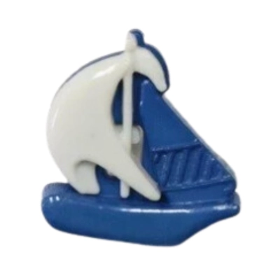 Dětský knoflík - Loďka modro-bílá