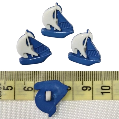 Dětský knoflík - Loďka modro-bílá