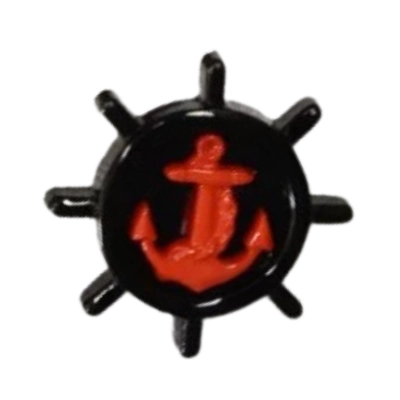 Dětský knoflík - Kormidlo s kotvou černo-červené