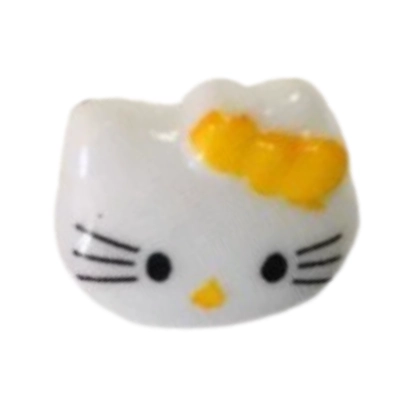 Knoflík dětský - Kočička se žlutou mašlí, 1 ks