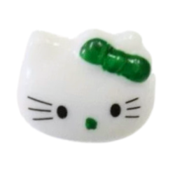 Knoflík dětský - Kočička se zelenou mašlí, 1 ks